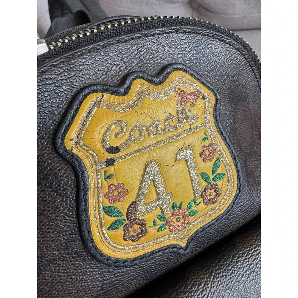 Coach Charlie Signature Mini Backpack Vintage Patchwork Route 41 & Cherry Print